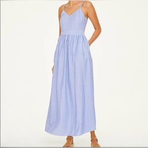LOFT Blue White Striped Spaghetti Strap Maxi Dress Medium